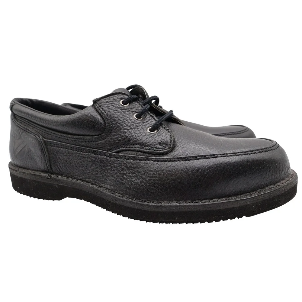 Rucks Work Shoes Mens 10 Black Leather Vintage Steel Toe Oxford W4570 NOS